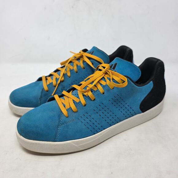 Adidas Blue Suede Low Top Sneakers Mens Size 10 Yellow Laces - Picture 1 of 8